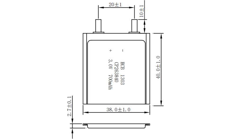 CP263840 Lithium Pouch Cell