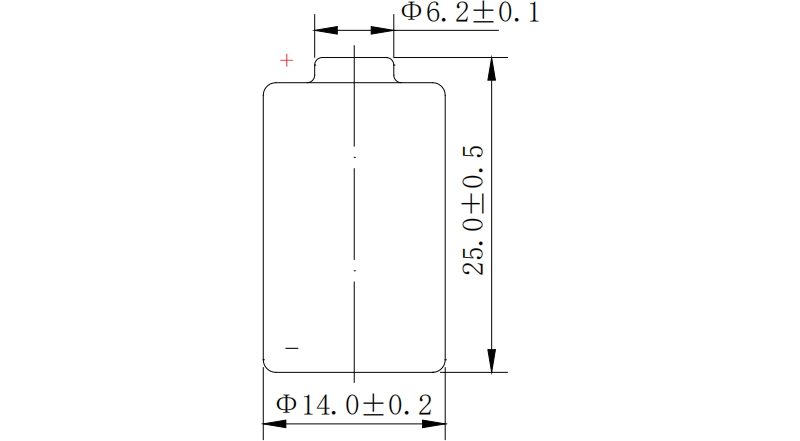 CR14250SE 3V Lithium Battery Technical Drawing